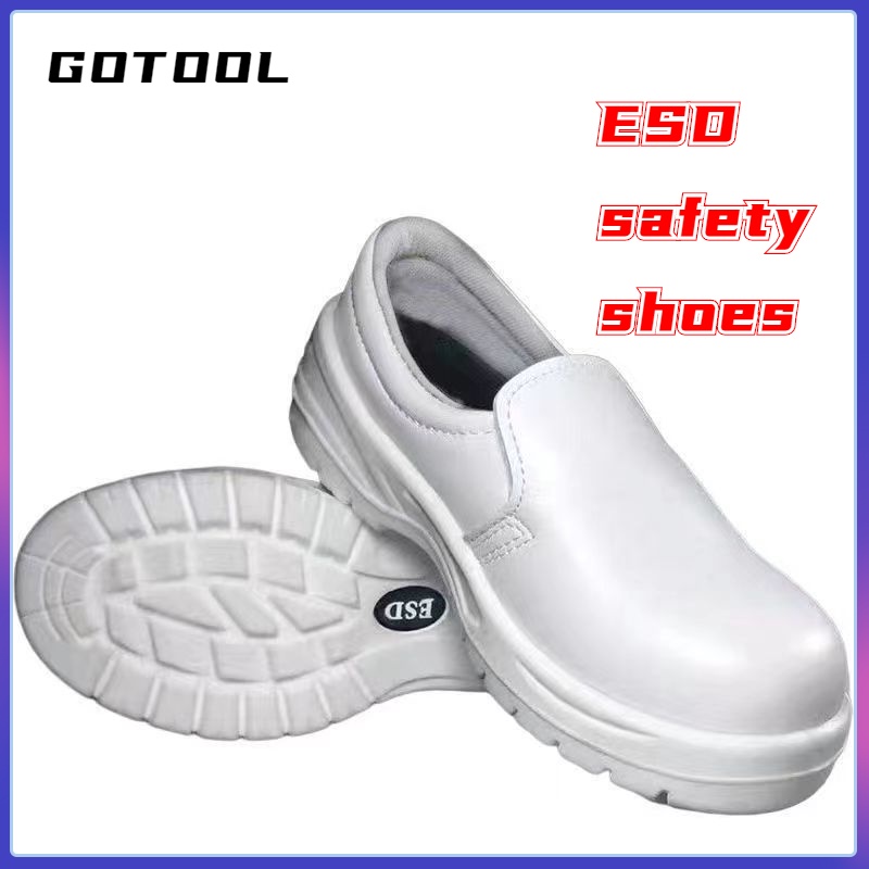 【GOTOOL】ESD Shoes kasut safety boot lelaki ESD Antistatic Safety Shoes White anti-static safety shoes anti-mite dust clean engineering steel head shoe food labor workshop