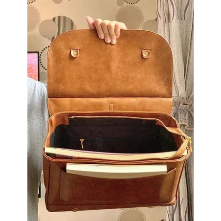 2023 Literary Vintage Class Free Shipping Messenger Bag Work Commuter Briefcase Texture Oil Wax Leather Large Capacity