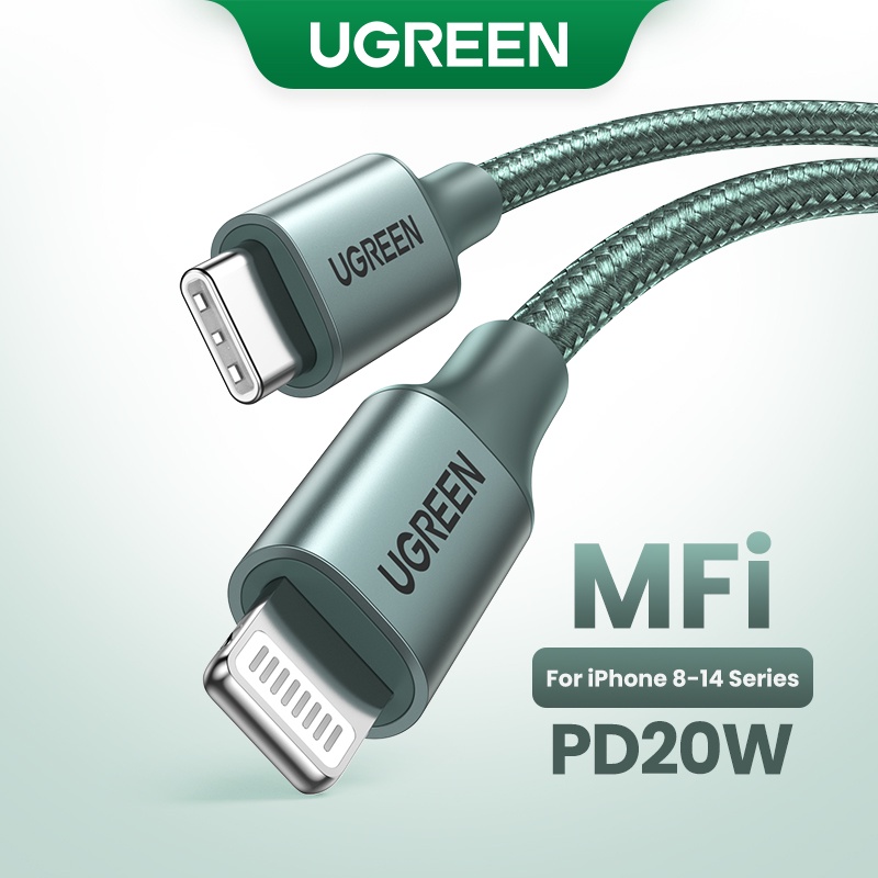 (1M) Ugreen MFi USB C to Lightning iPhone Charger Cable 1M compatible for iPhone 12 11 Pro Max PD18W Fast Type C Charging Data Cable for Macbook USB C