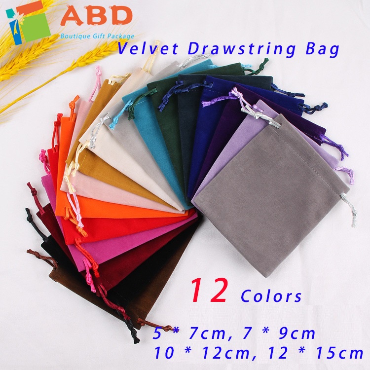 【ABD】Velvet Drawstring Bag Jewelry Pouch Ornaments Lucky Storage Beam Mouth Small Gift Bag Emas Uncang 绒布袋