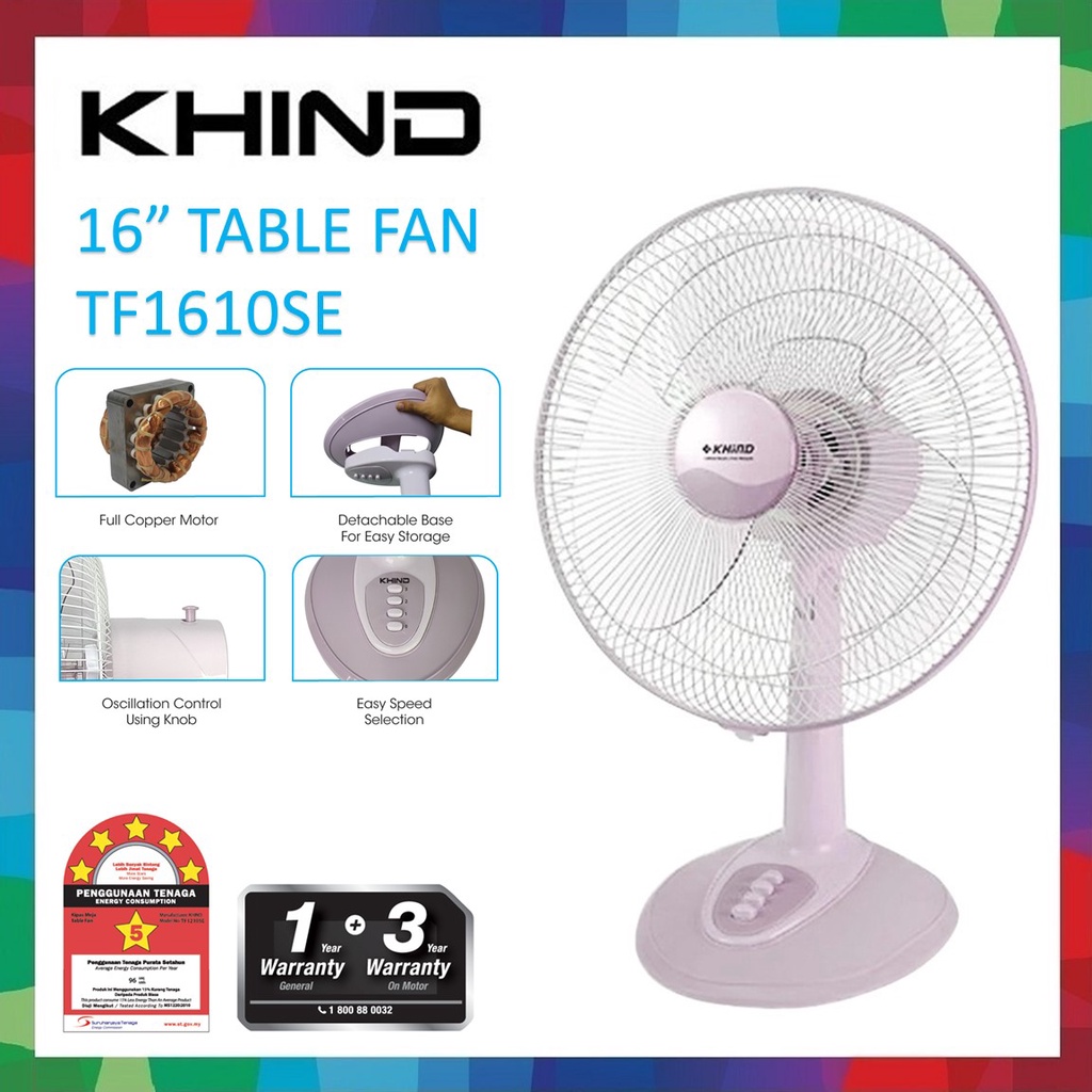 Khind 12" 16" Table Fan TF1202AC TF1601AC Kipas Meja 12Inch 16inch Desk Fans Angin Kuat