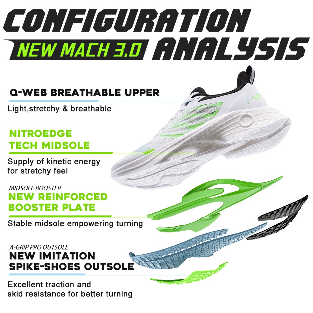 ANTA Mach 3.0 Male Running Shoes Professional Marathon Men's Sports ...