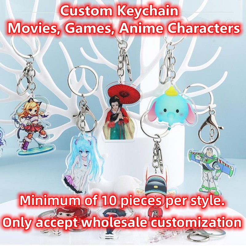 Wholesale Custom Holographic Transparent Acrylic Customized Keychain Griptok Phone Holder Book Binder Clips Pins Shaker Standee Game Anime Star Photos Souvenirs Retail Party Gift