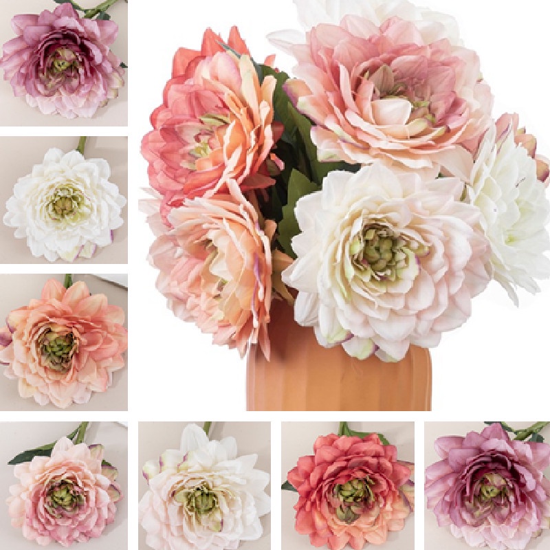 Simulation Flower Single Head Dahlia Wedding Bouquet Rose Wall Fake Flower Home Decoration