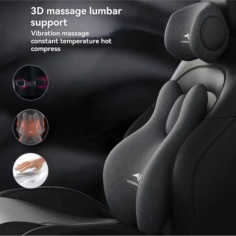 【Ready stock】Car lumbar pillow electric massage lumbar cushion backrest waist support cushion car seat lumbar headrest