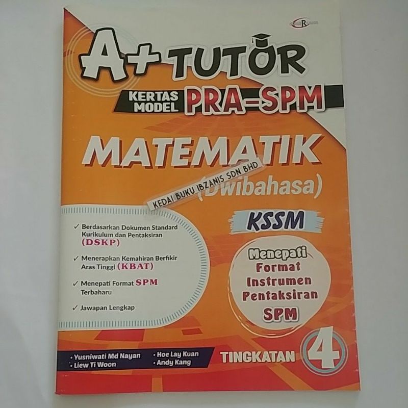 A+tutor kertas model pra spm MATEMATIK tingkatan 4  Shopee Malaysia