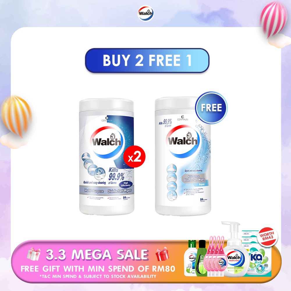 [BUY 2 FREE 1] Walch Multipurpose Disinfectant Wipes High Efficacy 84