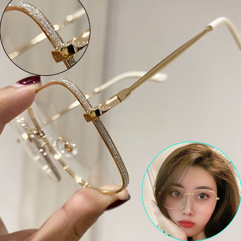 INS Korean Eyeglasses Oversized Square Frame Anti Radiation Replaceable