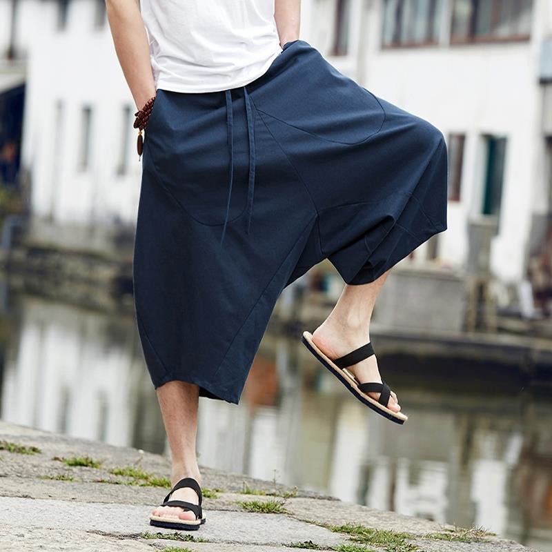 Thai pants, lantern pants, men's loose linen, Harem Pants, Nepalese wide leg, big crotch pants, summer pants Celana Tha