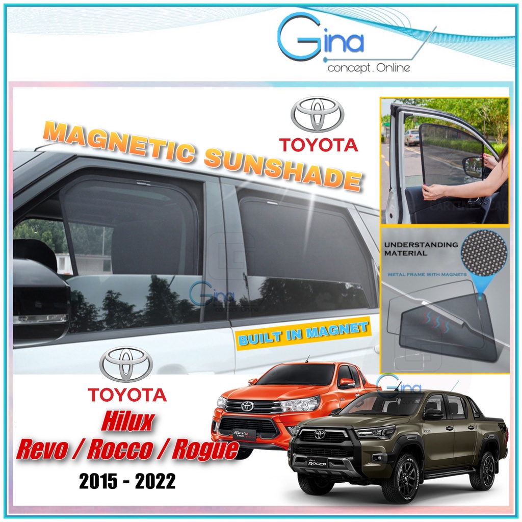(4pcs) TOYOTA HILUX REVO ROCCO / ROGUE HILUX 2016 - 2021 MAGNETIC SUN SHADE MAGNETIC SUNSHADE Sun Protection UV Block