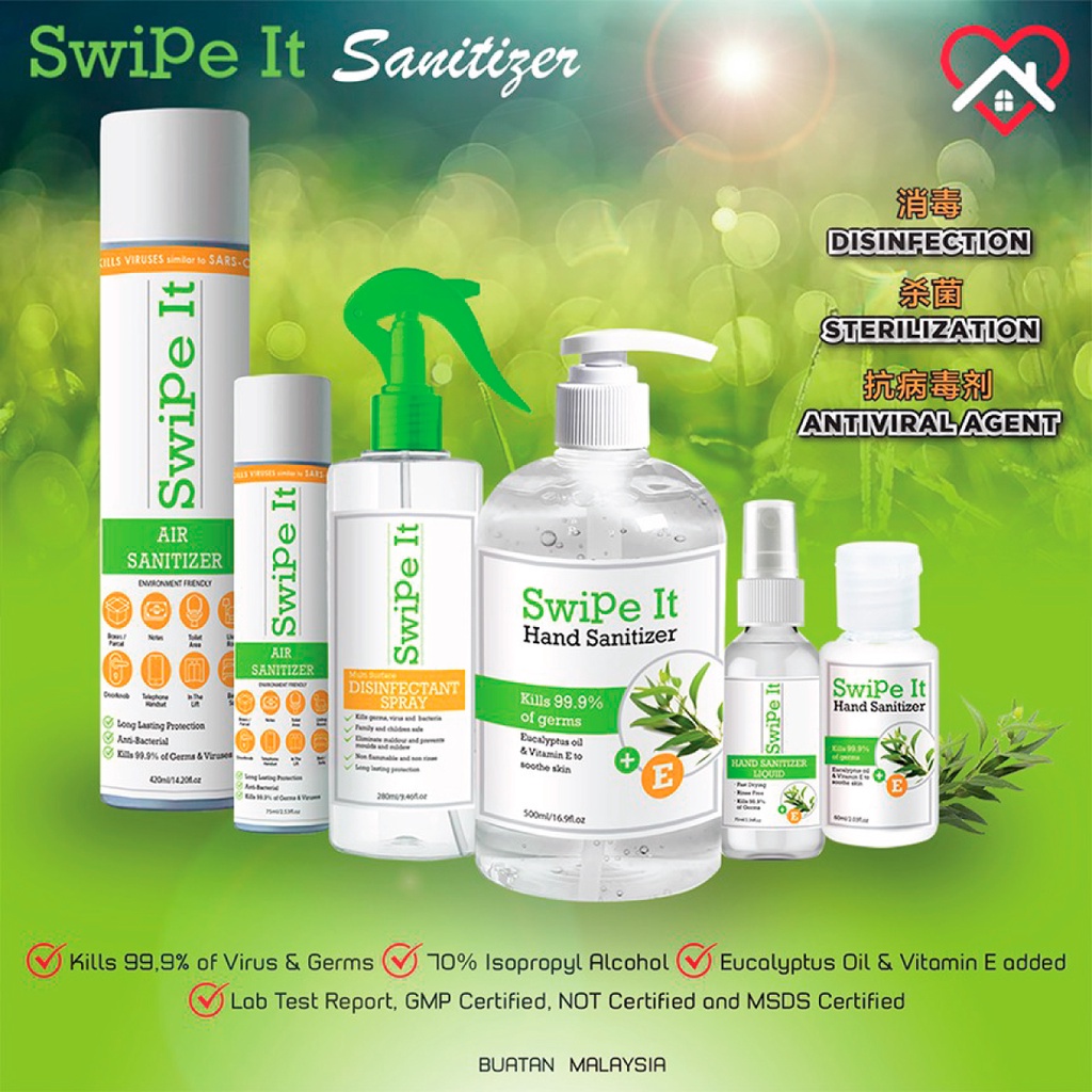 [READY STOCK] SWIPE IT Hand Sanitizer Gel (Kills 99.99% of Germs/Virus) - 500/60ML (JS)