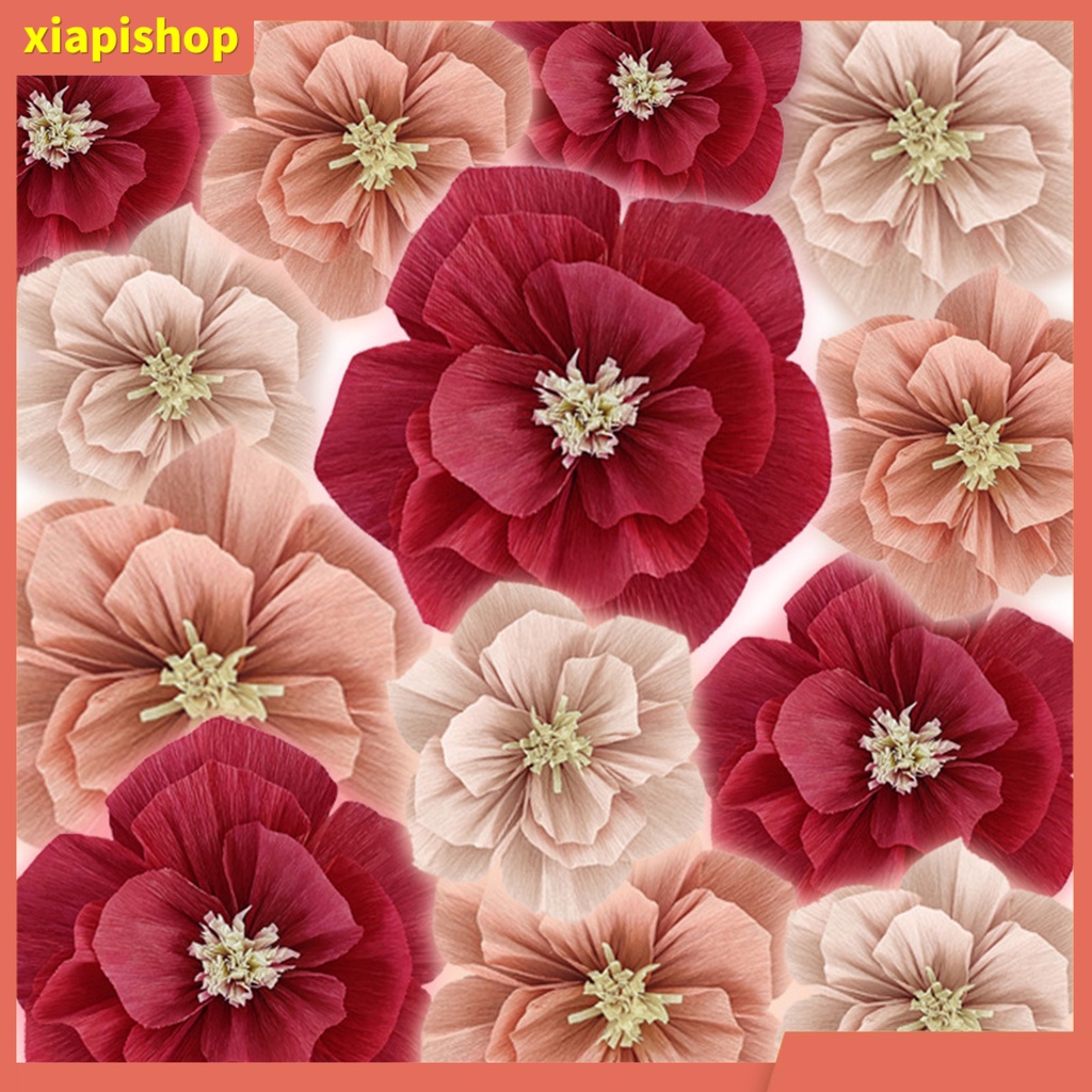 XIAPI+ Handcrafted Flowers Red Wedding Paper Flower Decoration Wide Applications