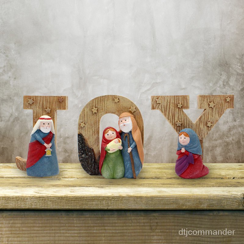 QMCross-Border Foreign Trade New Product Resin Religious Figure Decoration Show Window Decoration Jesus Manger Group Le