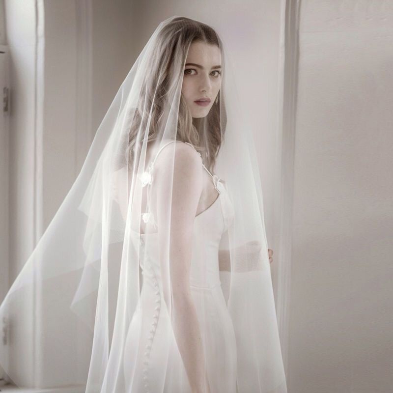 Bridal White Veil Female Super Fairy Wedding Wedding Soft Nude Gauze Short Super Long Location Photo Props Cover Veil新娘白头纱女超仙结婚婚礼软裸纱短款超长外景拍照道具遮面纱