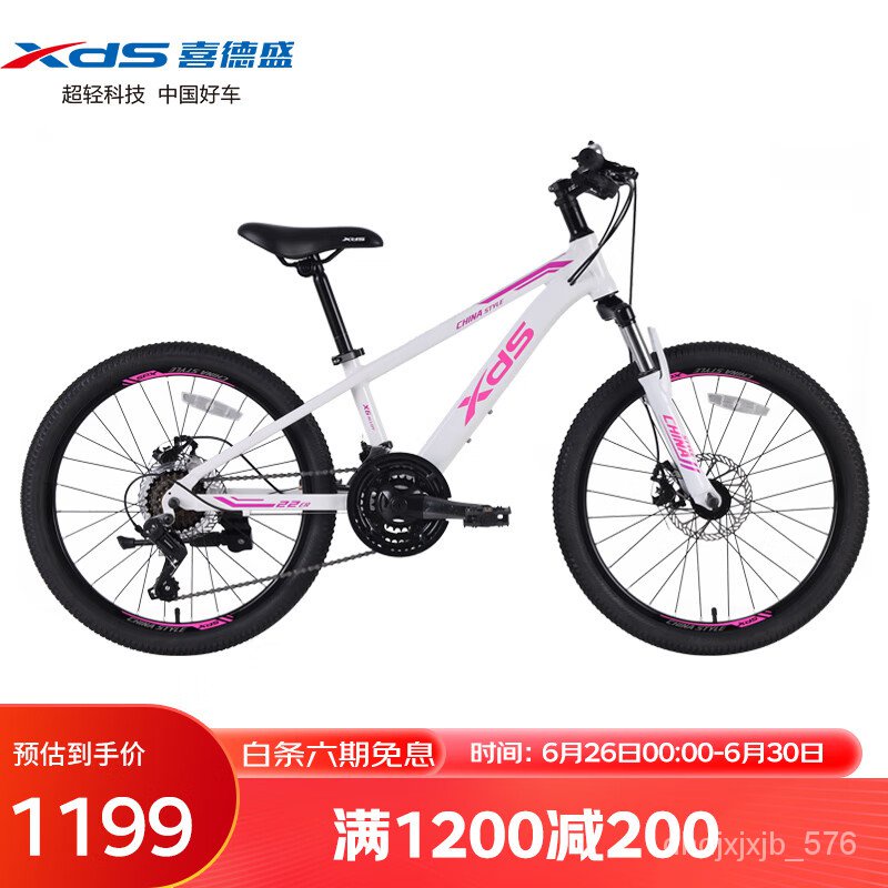 QMXDS Teenage Bike Chinese Style22Inch Boys and Girls21Speed Change Bicycle White/Powder（2023Style） LCCT