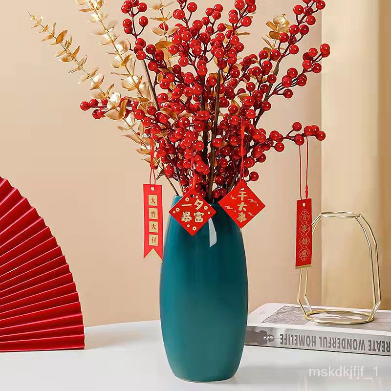 NewRed Fortune Fruit Fake/Artificial Flower Decorative Flower Vase Flower Arrangement Living Room Dining Table Housewar