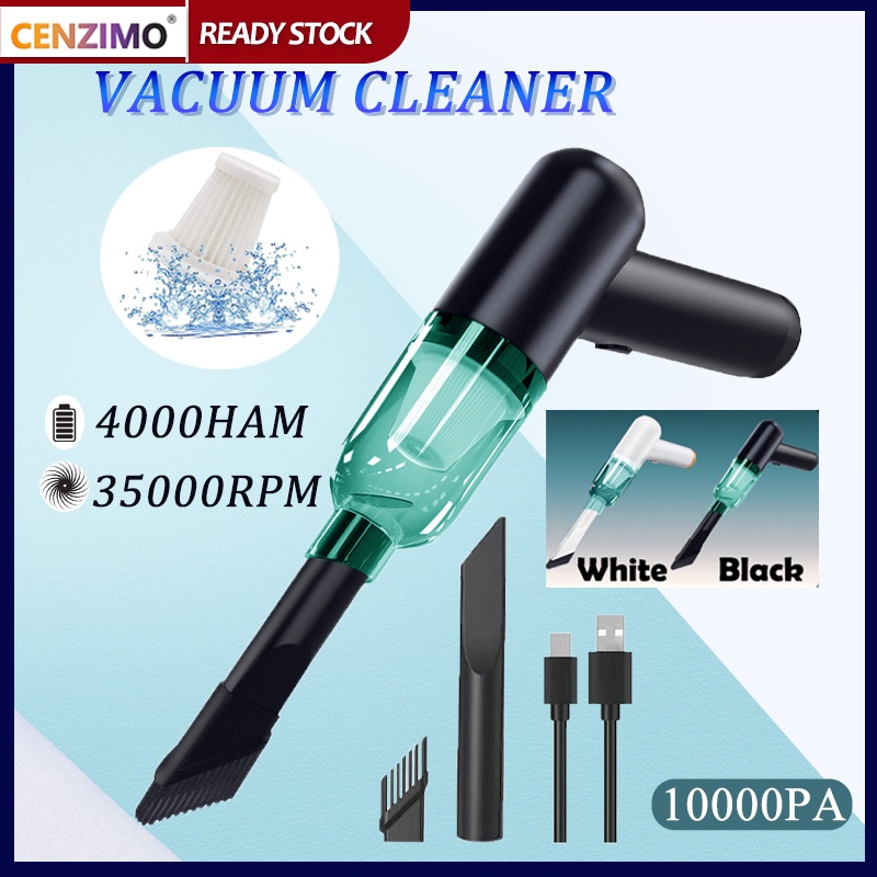 Ready Stock 10000Pa Mini Wireless Vacuum Cleaner 4000mah Rechargeable Cordless Vacum Cleaner for Home Car Office Dual-use USB Handheld Dry And Wet Strong Suction Handheld Car Household Vacuum Cleaner Wet and Dry Vacuum Cleaner