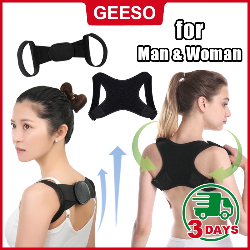 GEESO Back Support Belt Shoulder Posture Corrector Invisible Back Supporter Backbone Support Backbone Support Tulang Belakang Fracture Correction Reduce Back Pain Vest Brace Belt Strap For Adults Kids Students UNISEX Lifting Sokongan Belakang 背部支撐肩帶 矯正駝背