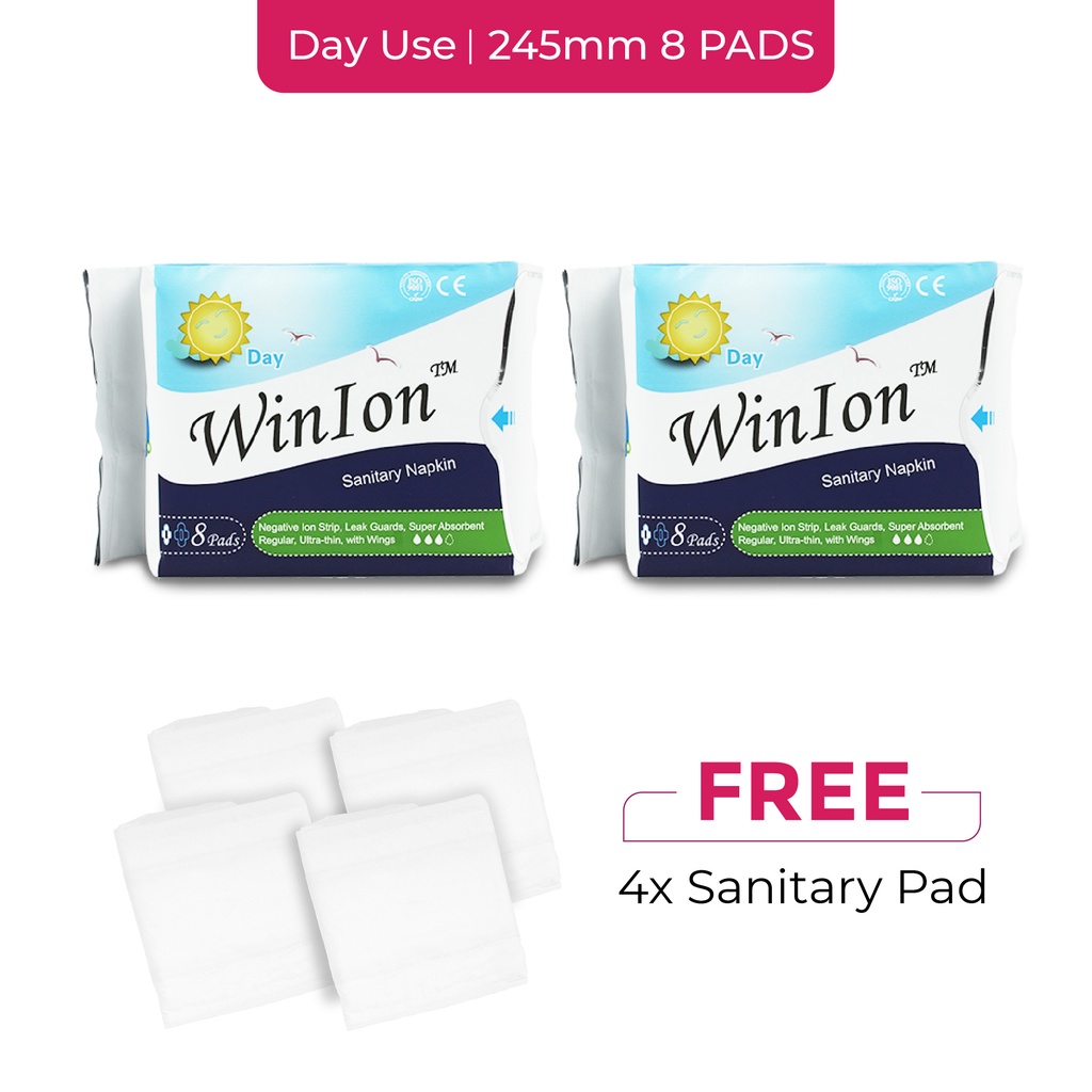 [FREE 4pcs Pantiliner] 2 Packs Day Use Sanitary Napkin by Winalite Winlon 负离子卫生棉 Eliminates Bacteria & Bad Odor