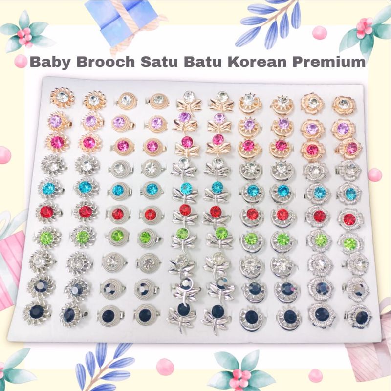 100 PCs Baby Brooch Single stone / Kerongsang satu Batu big stone