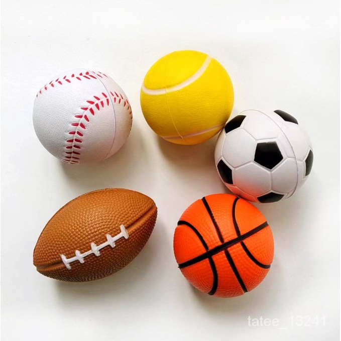 QM Cross-border hot sale4cmSolidPUBall Foot Basketable Nets Stick Rugby Foam Sponge Children's Stress Ball Vent Toy QOH