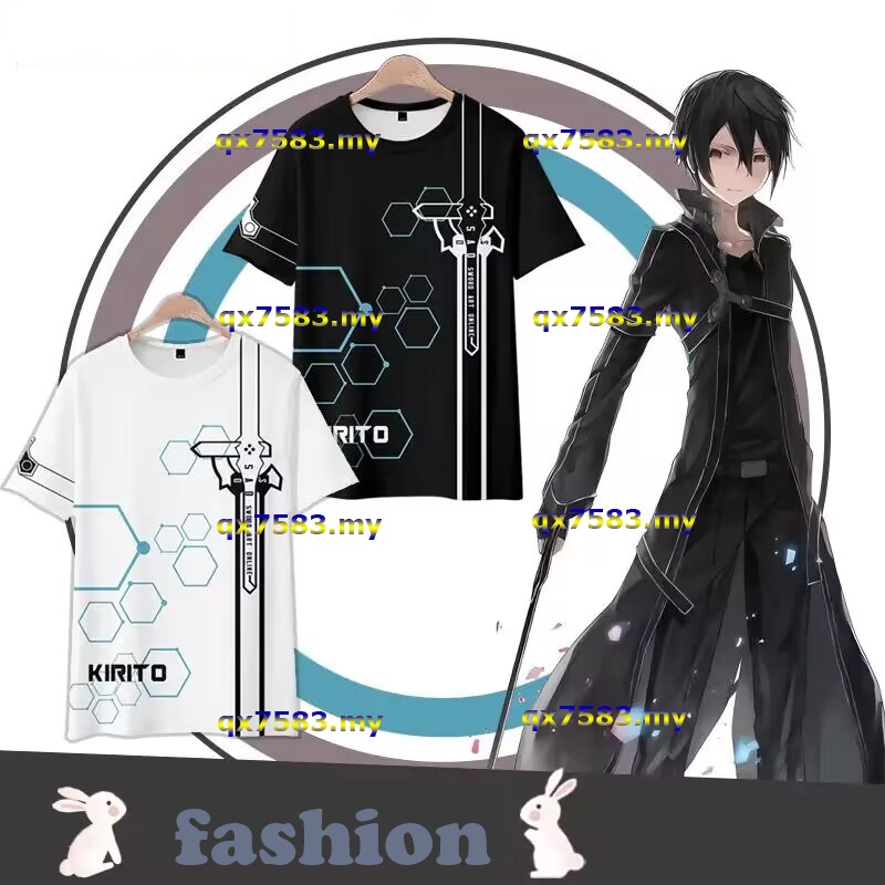 New Anime Sword Art Online Kirito Short Sleeve T Shirt Japanese Fashion Men's Loose Women's Casual 3D Printing Short Sleeve Jacket Unisex Casual Top Cosplay