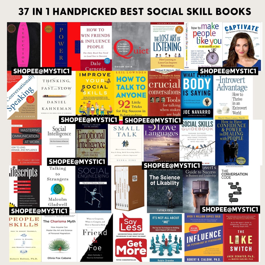 37 in 1 Master The Art Of Social Skill, How To Talk To Anyone, 48 laws of power, Quiet, Captivate