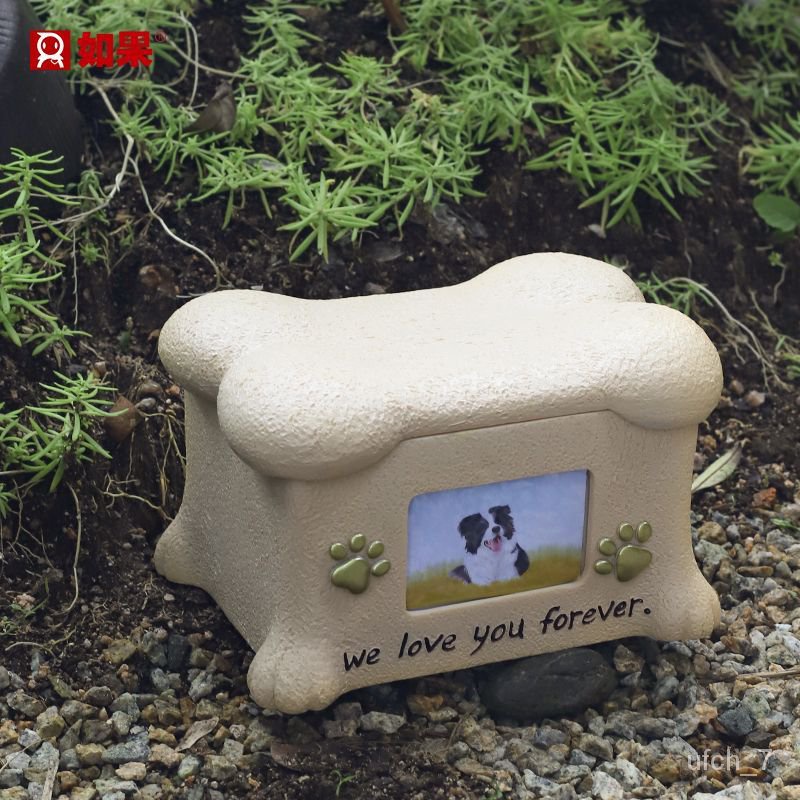 QMPet Cinerary Casket Cat Puppy Pet Funeral Box Memorial Box Animal Resin Jar with Photo Frame Miss Protection Box S7UN