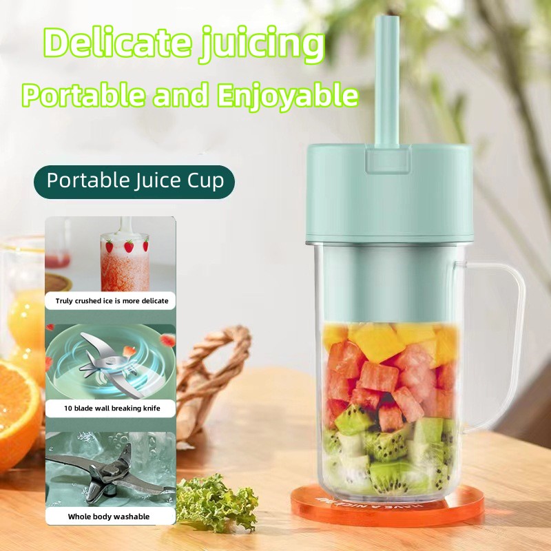 Small Portable Electric Juicer Blender With Straw Mini Juicing Cup Household Fried Juice Vegetable Smoothie Milkshake Straw juice cup