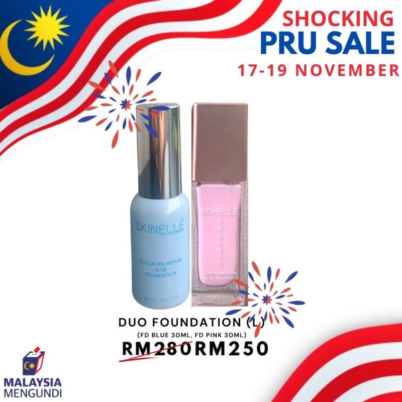 SKINELLE DUO FOUNDATION PINK N BLUE PUTERI SARAH(FREEPOST)READYSTOCK