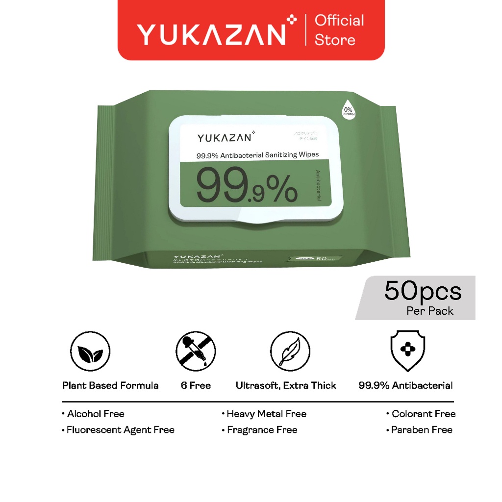 Yukazan 99.9% Antibacterial Sanitizing Wipes 50's