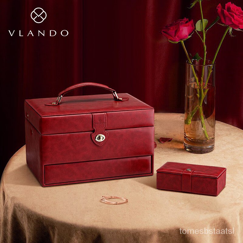 Get 7% coupon+gift】nduo（vlando） High-End Entry Lux Jewelry Box Storage Box Mother-in-Law Mother-in-Law Wife Birthday Gif