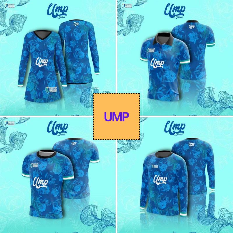 JERSI UMP FLORAL EDITION muslimah collar short sleeve dan long sleeve sesuai untuk student alumni dan staff