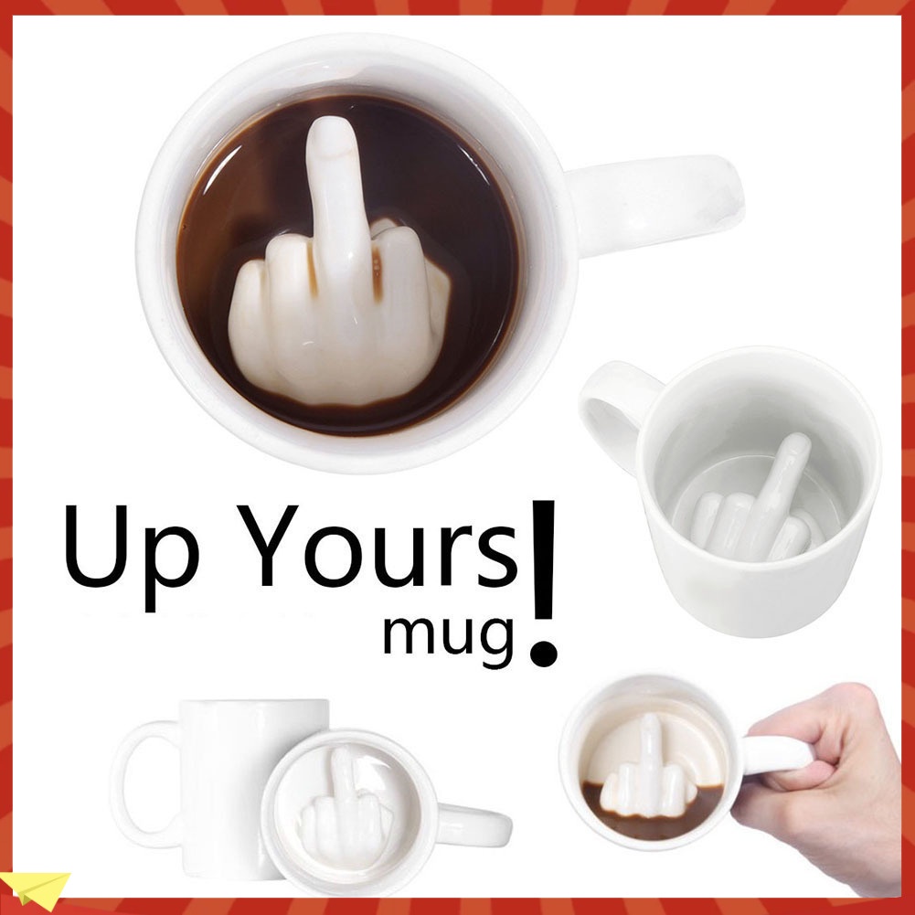 {Ghentr} Novelty Home Office Middle Finger Inside Ceramic Coffee Mug Milk Juice Tea Cup