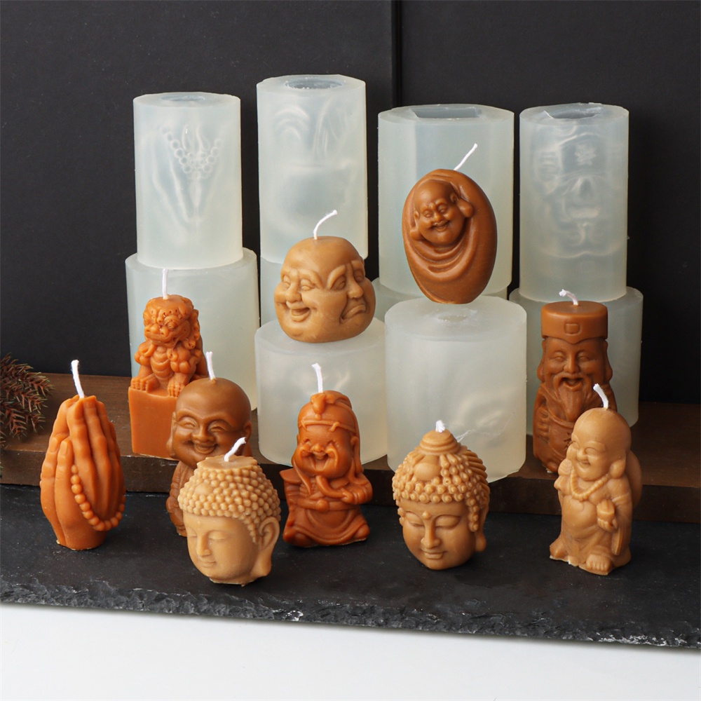 DIY Buddha Candle Silicone Mold 3D Buddha Gypsum Soap Cement Resin Mold Festival Gift Making Church Candle Production Supplies