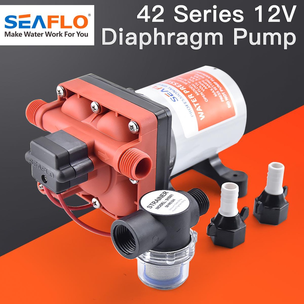 Seaflo 42 Series Diaphragm Water Pump 3.0GPM 55PSI 12v Self Priming Pump Boat Marine RV Caravan High Pressure Supply 4 C