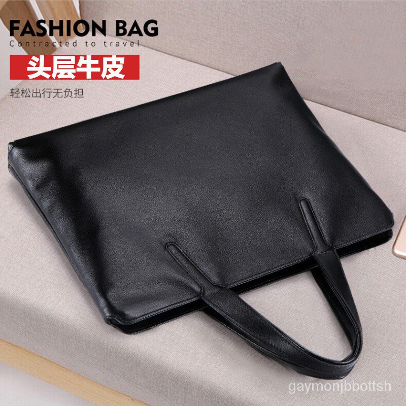 Get 7% coupon+gift】 Briefcase Men's Business Men's Bag Handbag Genuine Leather Simple Leather Bag Lawyer Office Bag Conf