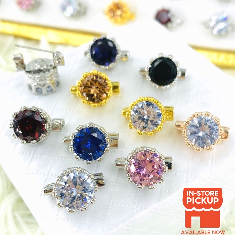 Elegant Brooch Korean Premium Brooch Batu Zircon 10mm Kerongsang Dagu Pin Tudung Hijab CZ3040