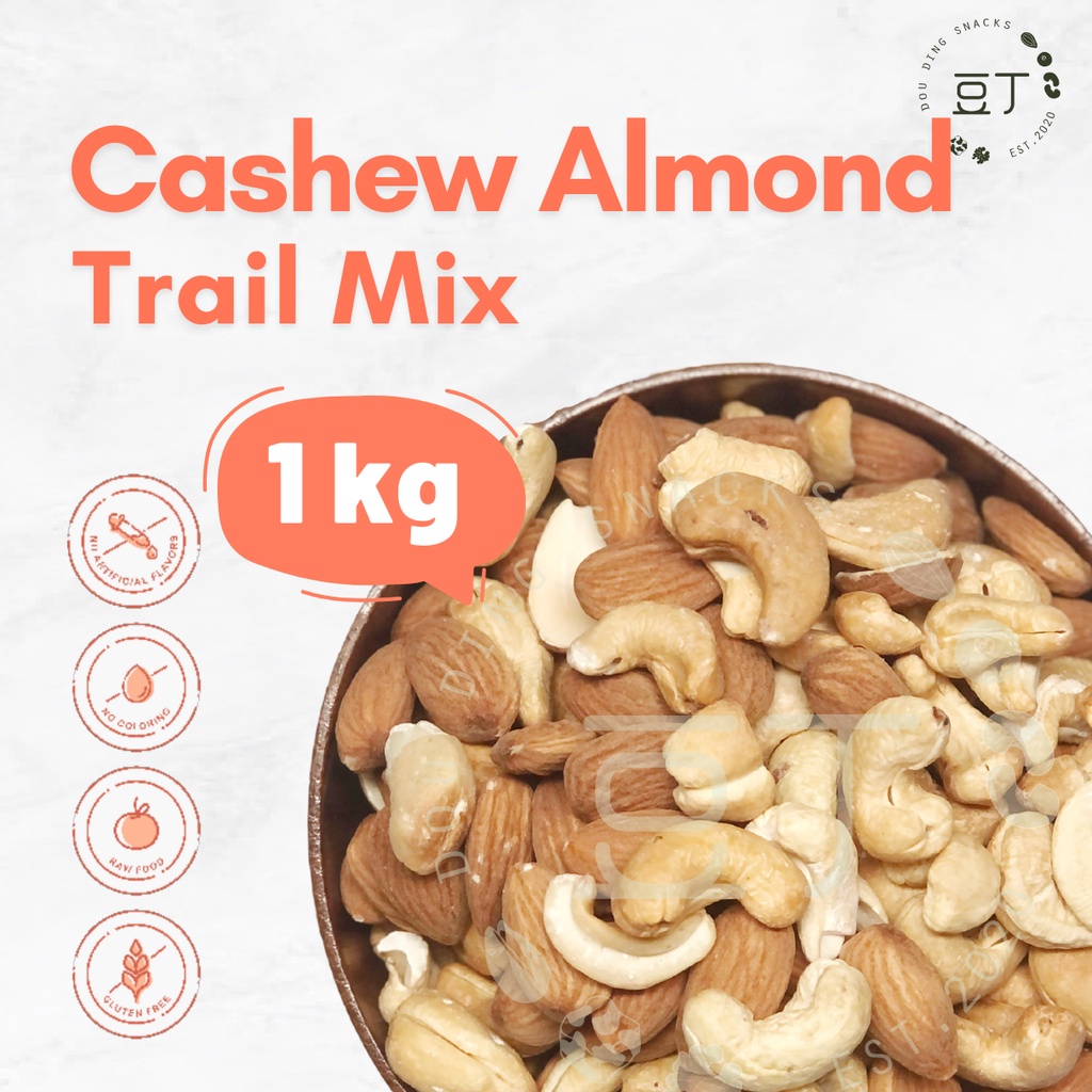 [ 1KG ] Cashew Almond Trail Mix / Kacang Gajus + Kacang Badam Panggang / 腰果+杏仁