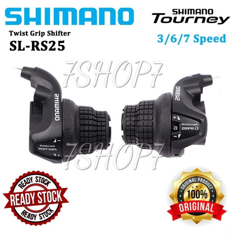 Original Genuine Shimano SL-RS25 3×6 / 3×7 Speed Bicycle MTB Mountain Bike Grip Shifter Lever SIS Basikal Gear Tangan