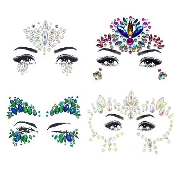 Get gifts/AGEco-friendly Face Crystal Sticker Jewelry Rhinestone Body Gems Temporary Tattoo Sticker GCCY