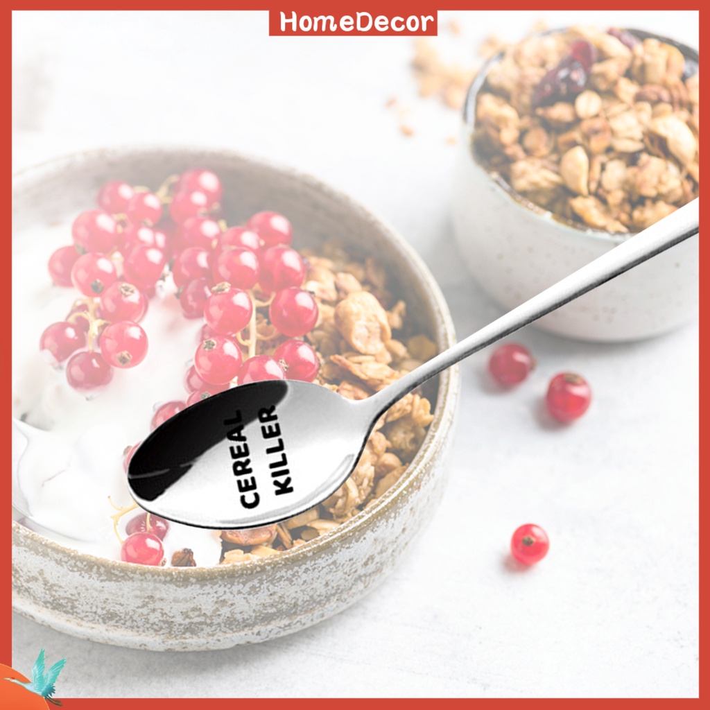 Stainless Steel Spoon Letter Engraved Cereal Killer Fruit Family Dinner Supplies