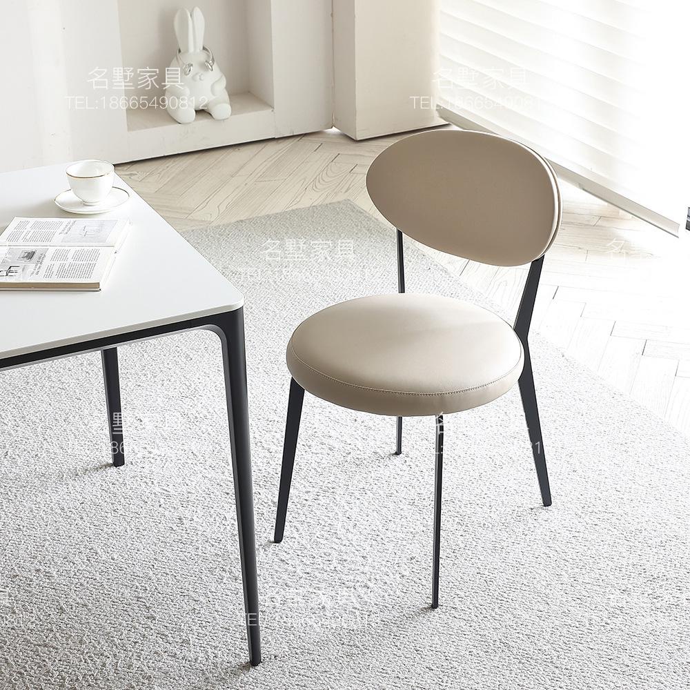 Get gifts/✅Famous Furniture Italian Minimalist Internet Celebrity Dining Chair Cream Style Dining Table Stool Simple Hom