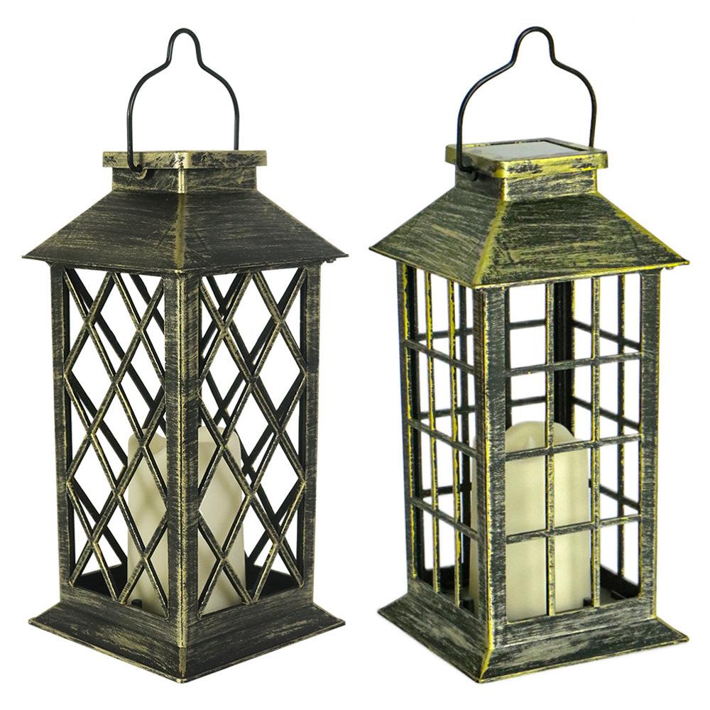 Get gifts/QMAmazon New Outdoor Solar Lanterns Retro Courtyard Garden Landscape DecorationLEDHanging Candle Storm Lanter