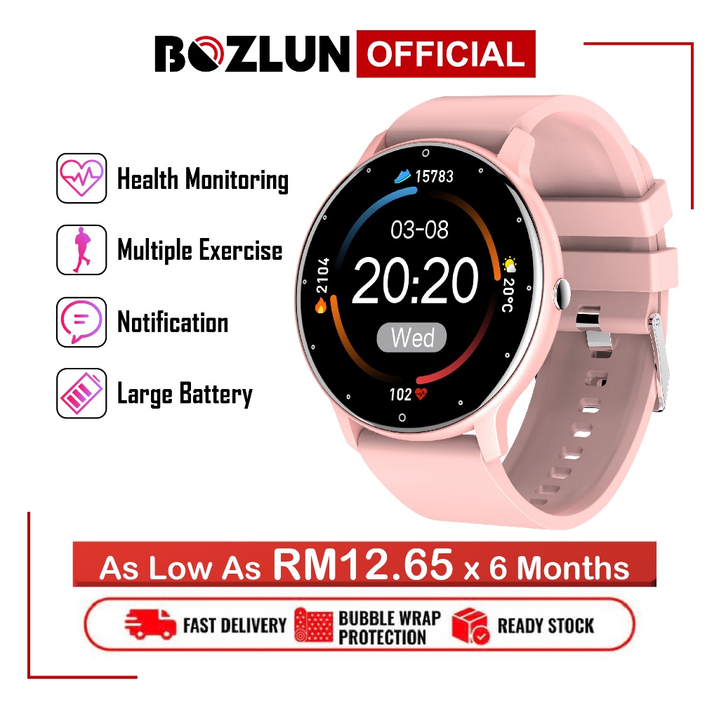 BOZLUN Smart Watch Waterproof Fitness Tracker Women jam tangan SpO2 Heart Rate Monitor Custom Wallpaper