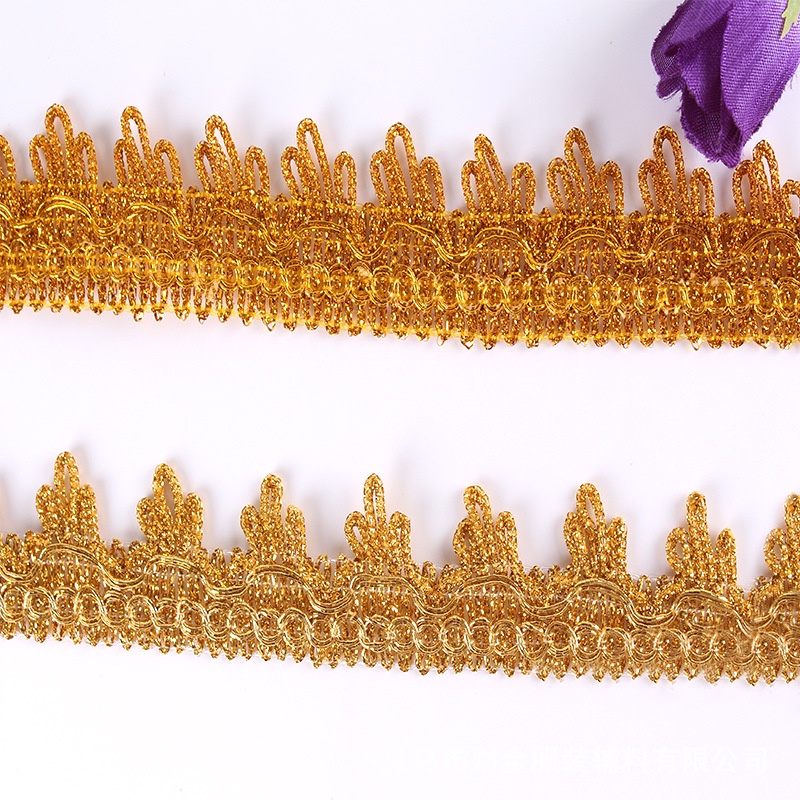 New Style Ethnic Golden Lace Ready Stock Polyester Woven Curtain Accessories Clothing Decoration Gold Silver