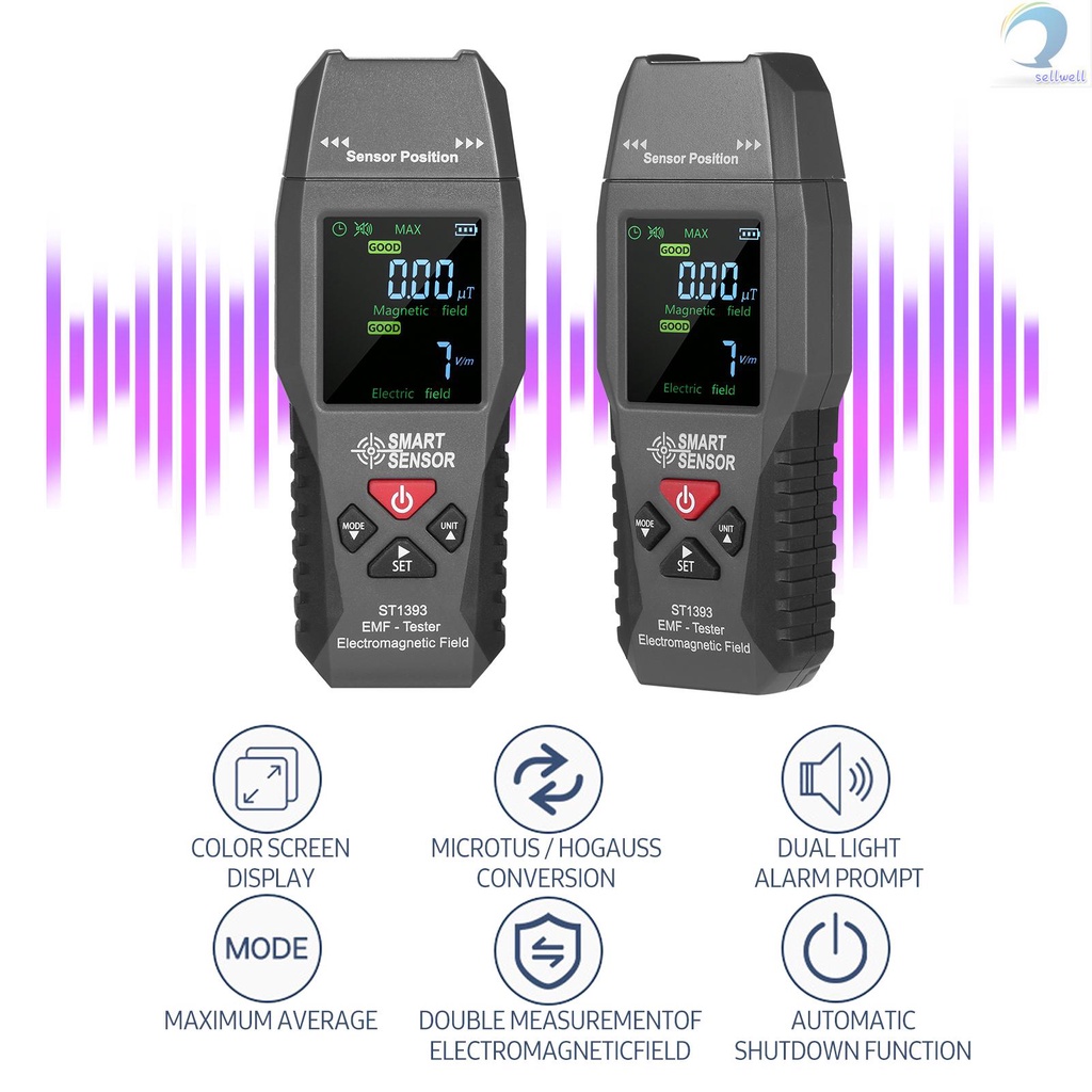 （Ready Stock） SMART SENSOR ST1393 EMF Meter Electromagnetic Field EMF Detector Handheld Mini Digital LCD Electromagnetic Field Radiation Tester