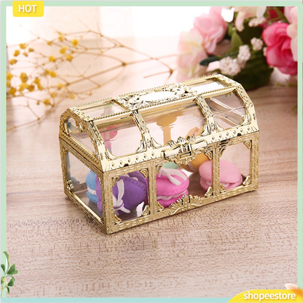 (shopeestore) Vintage Transparent Storage Box Candy Trinket Jewelry Holder Organizer Container