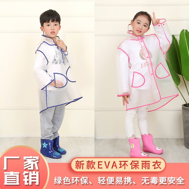 Get gifts/QM Factory Supplier Children's StudentsEVATransparent Raincoat Thickened Creative Poncho PrintableLOGO JQTI