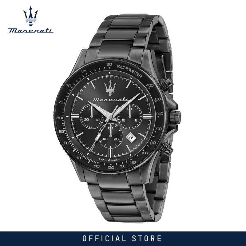 [Online Exclusive] [2 Years Warranty] Maserati Sfida 44mm Men's Black Steel Chronograph Quartz Watch R8873640016